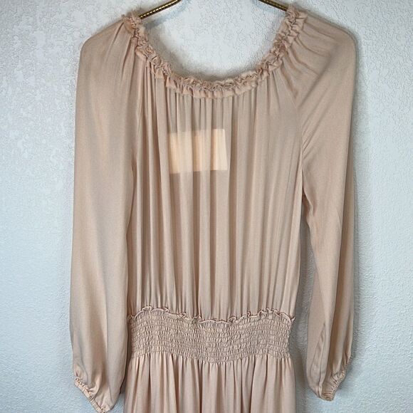NWT LoveShackFancy Smocked Washed Silk Maxi Dress In Powder Pink- Size XS - Picture 10 of 15